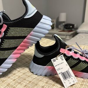 Adidas Black and Pink Kaptir Flow Sneakers